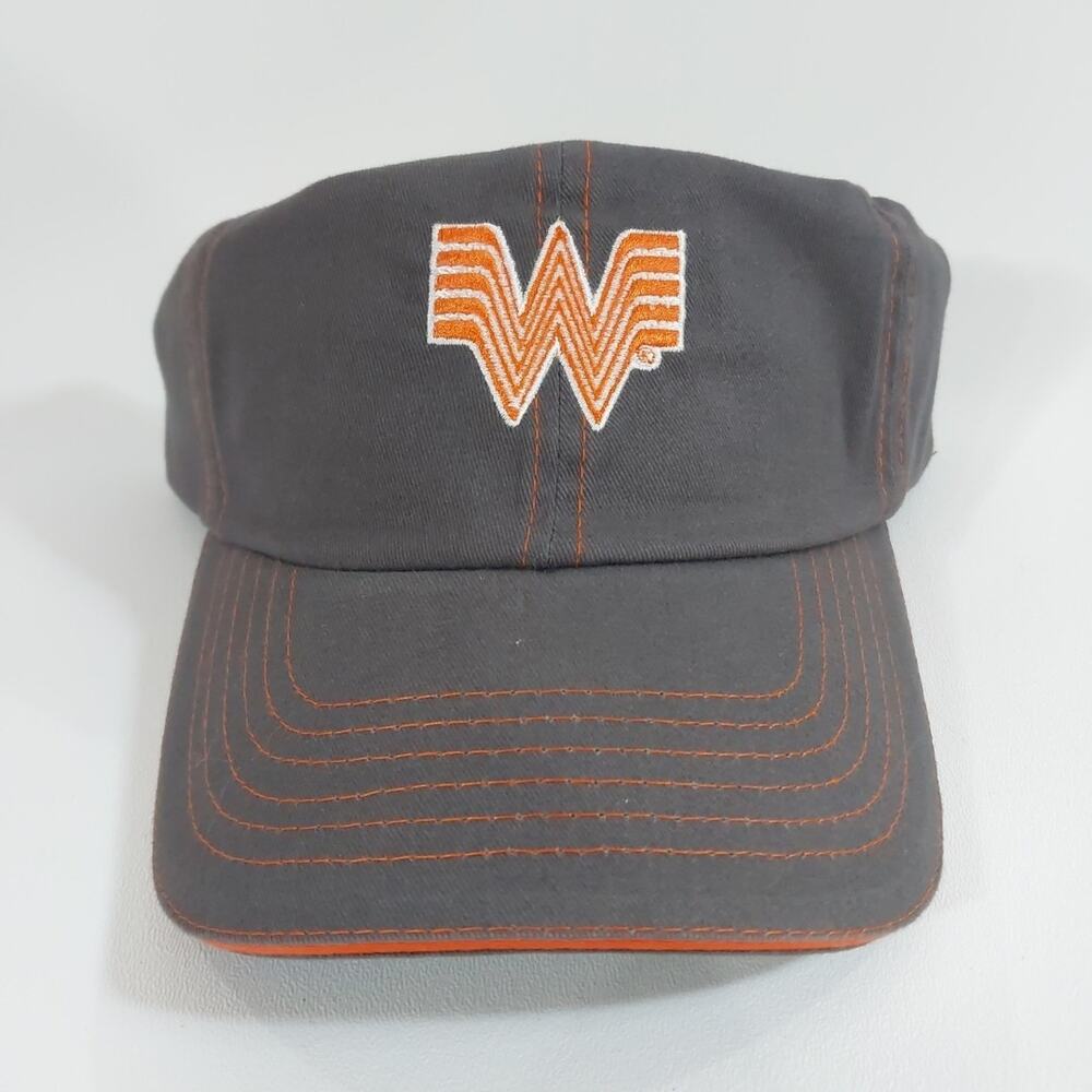 Whataburger Baseball Cap Embroidered Logo One Size Adjustable‎ Gray Orange NEW